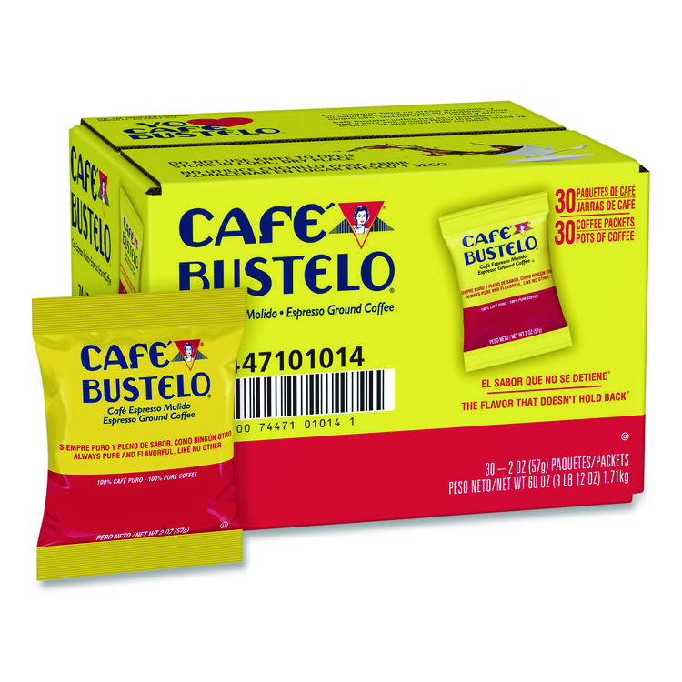CafÃ© Bustelo Regular Coffee Fraction Packs, Espresso, 2 oz Pack, 30/Carton (FOL01014)