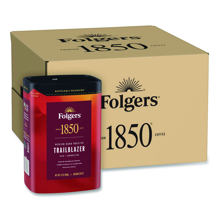 1850 Trailblazer Roast Ground Coffee, 12 oz Canister, 6/Carton (FOL62881)