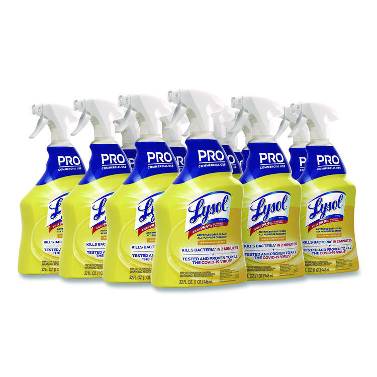 Professional LYSOL Brand Advanced Deep Clean All Purpose Cleaner, Lemon Breeze, 32 oz Trigger Spray Bottle, 12/Carton (RAC00351)