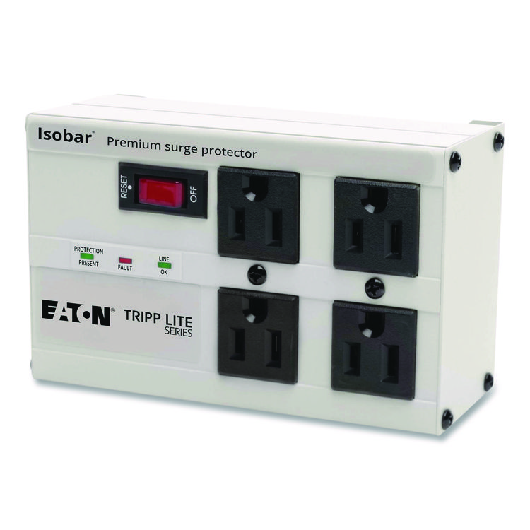 Tripp Lite by Eaton Isobar Surge Protector with Diagnostic LEDs, 4 AC Outlets, 6 ft Cord, 3,330 J, Light Gray (TRPISOBAR4ULTRA)