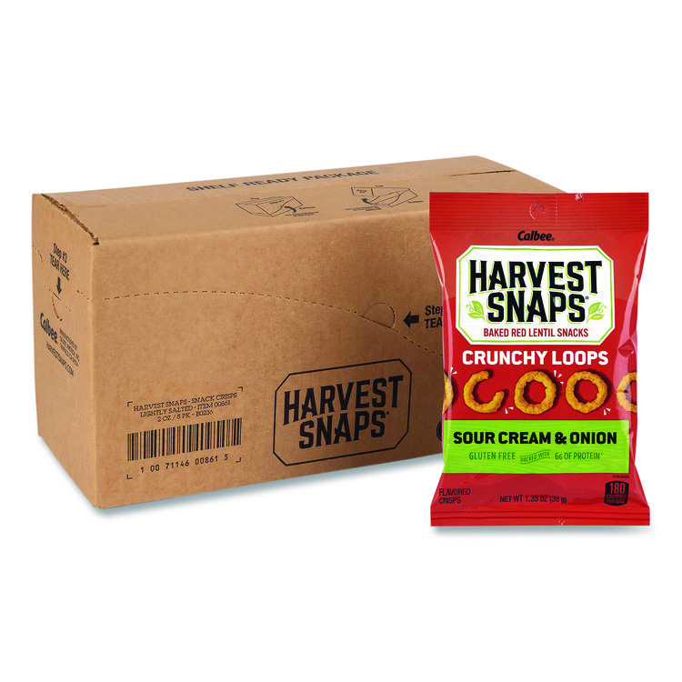 CALBEE AMERICA INC Crunchy Loops, Sour Cream and Onion, 1.35 oz Bag, 8/Box (GRR22002516)