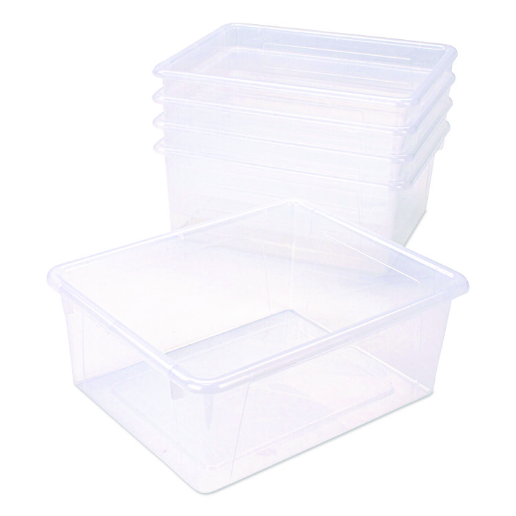 Storex Storage Tray, Deep, 2 gal, 10.65" x 10.65" x 5.2", Clear, 5/Pack (STX62532U05C)