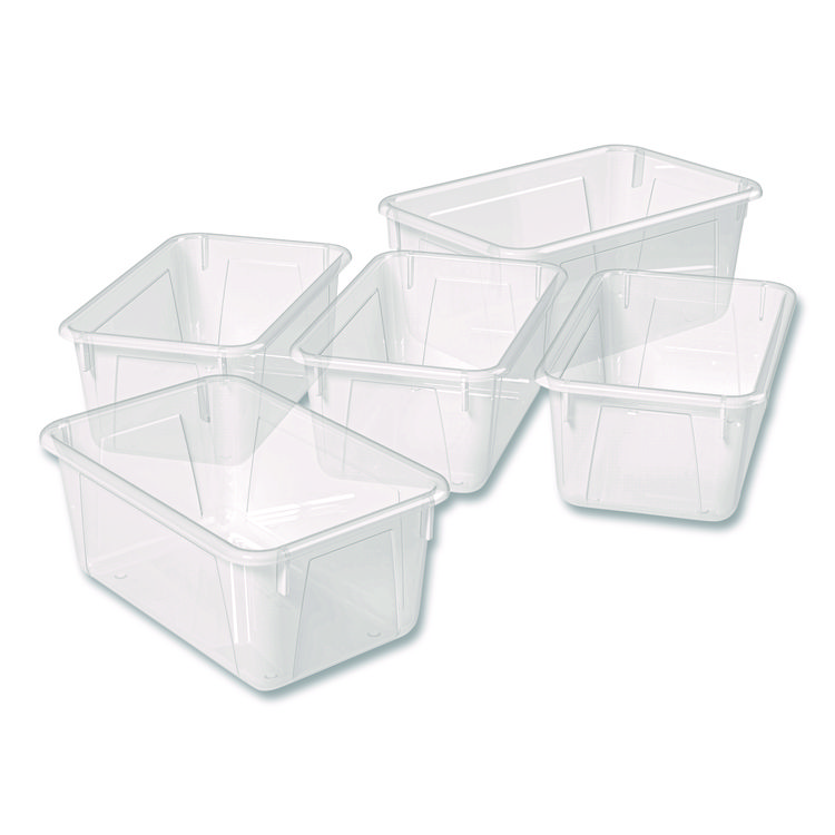 Storex Cubby Bin, 1.8 gal, 7.8" x 12.09" x 5.18", Translucent, 5/Pack (STX62461U05C)