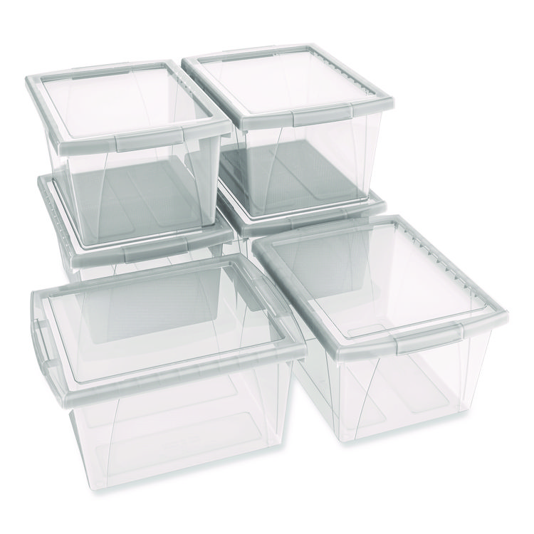Storex Storage Bins, with Snap-On Lid, 4 gal, 11.25 x 13.53 x 7.87, Translucent, 6/Pack (STX61430U06C)