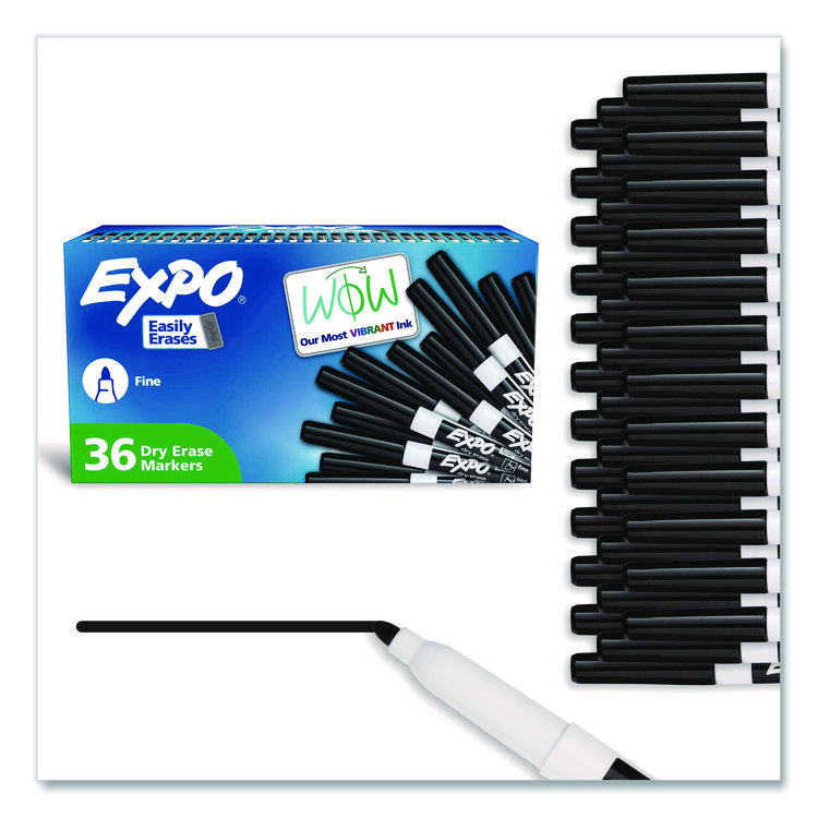 EXPO Low-Odor Dry-Erase Marker Value Pack, Fine Bullet Tip, Black, 36/Box (SAN1921062A)