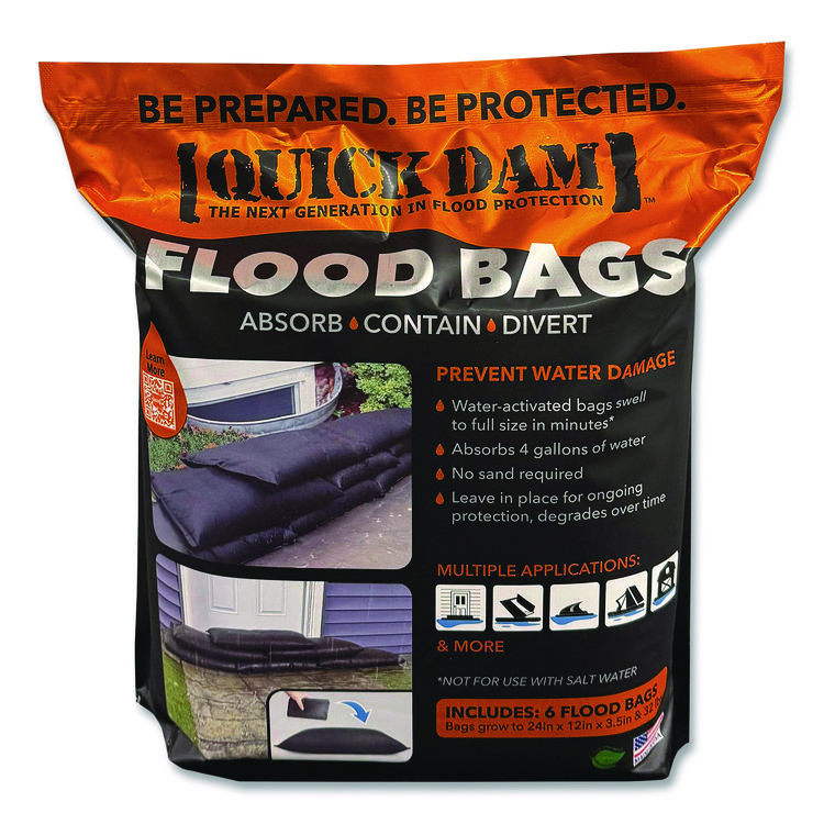 ABSORBENT SPECIALTY PRODUCTS Flood Bags, 12" x 24" x 3.5", 6 Bags/Pack (QKDQD12246ES)