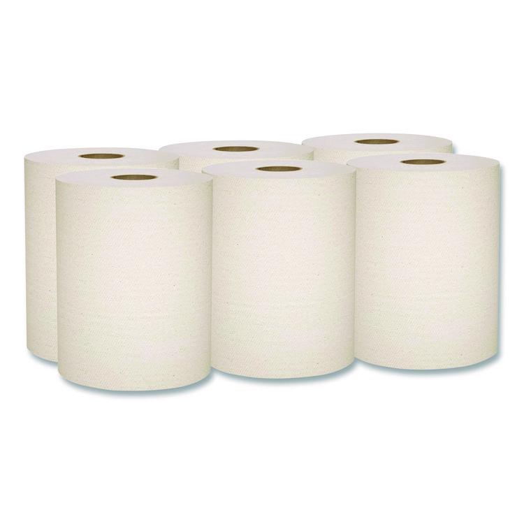 Scott Essential 100% Recycled Fiber Hard Roll Towel, 1-Ply, 8" x 800 ft, 1.5" Core, Brown, 6 Rolls/Carton (KCC56758)