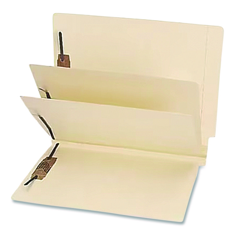 Medical Arts Press Heavy-Duty End Tab Classification Folders, 3" Expansion, 2 Dividers, 6 Fasteners, Letter Size, Manila, 75/Box (MAQ35483B)