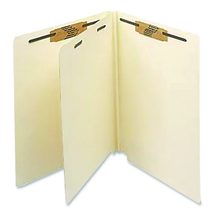 Medical Arts Press Heavy-Duty End Tab Classification Folders, 2" Expansion, 1 Divider, 4 Fasteners, Letter Size, Manila, 125/Box (MAQ35482B)