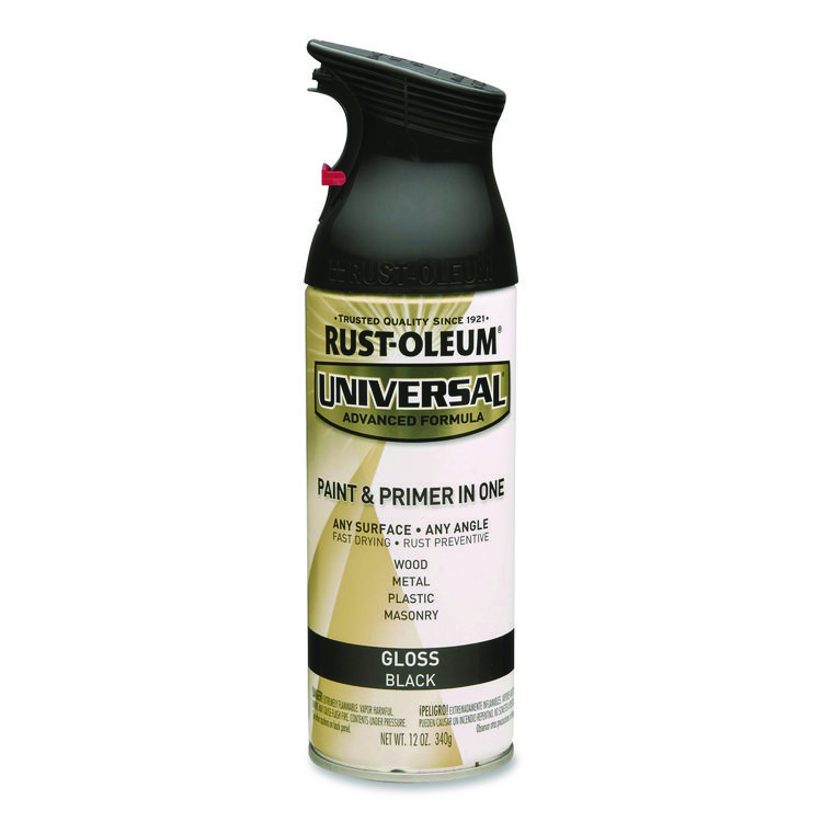 Rust-Oleum Universal Premium Spray Paint, Gloss Black, 12 oz Aerosol Can (RST245196EA)