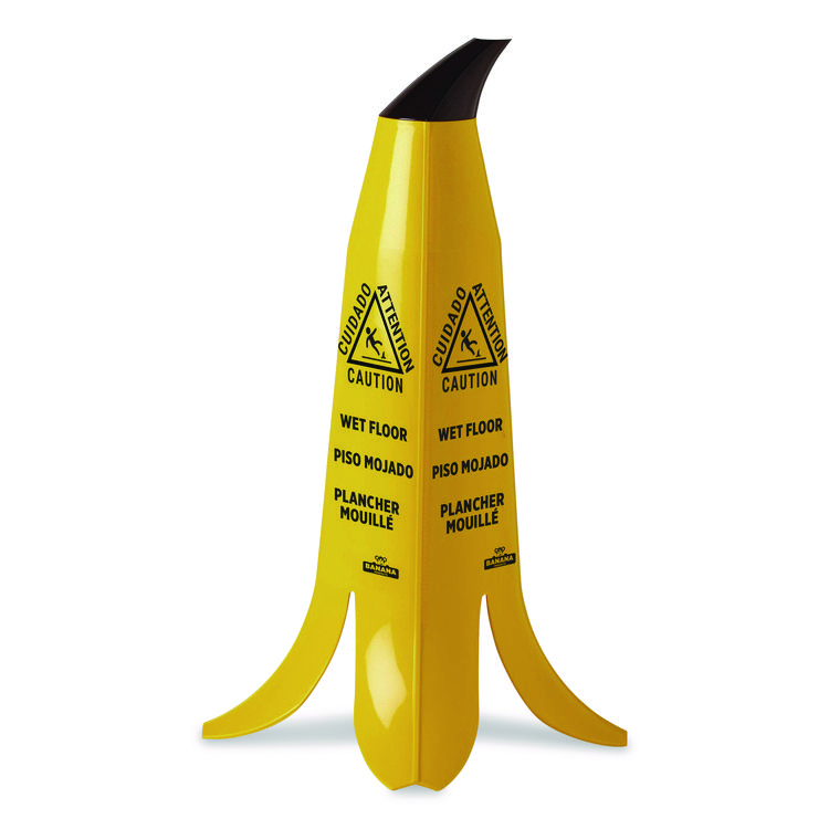 NEXSTEP COMMERCIAL PRODUCTS Banana Safety Sign, 13 x 12 x 24, Yellow/Black (NCP6948)