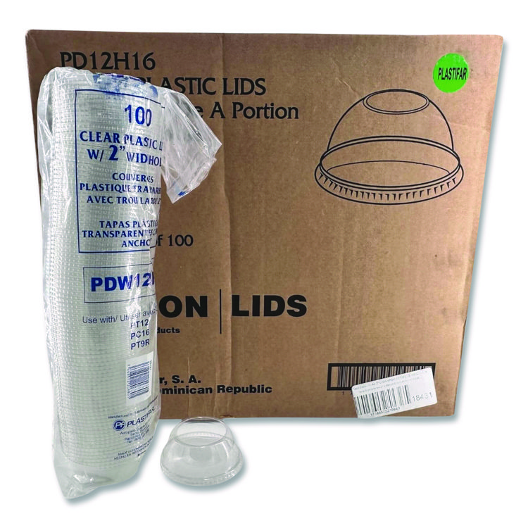 Plastifar PET Lids, Fits 5 oz and 8 oz Sundae Cup, 100/Sleeve, 10/Sleeves/Carton (PST18431)