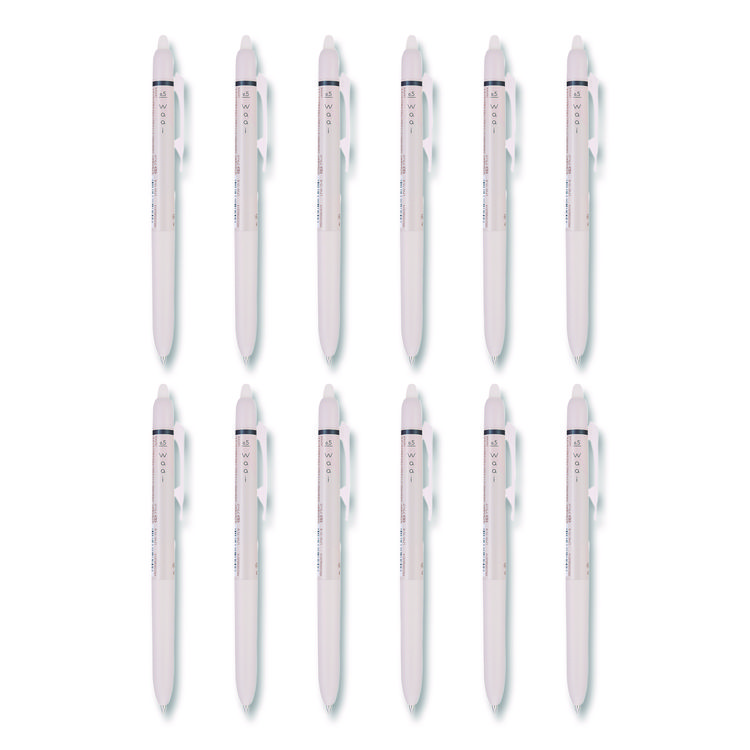 Pilot Frixion Waai Erasable Gel Pen, Retractable, Extra Fine 0.5 mm, Black Ink, Beige/Black Barrel, Dozen (PIL21059)