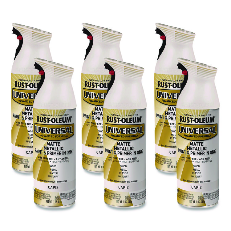 Rust-Oleum Universal Premium Spray Paint, Metallic Capiz, 11 oz Aerosol Can, 6/Carton (RST371597)