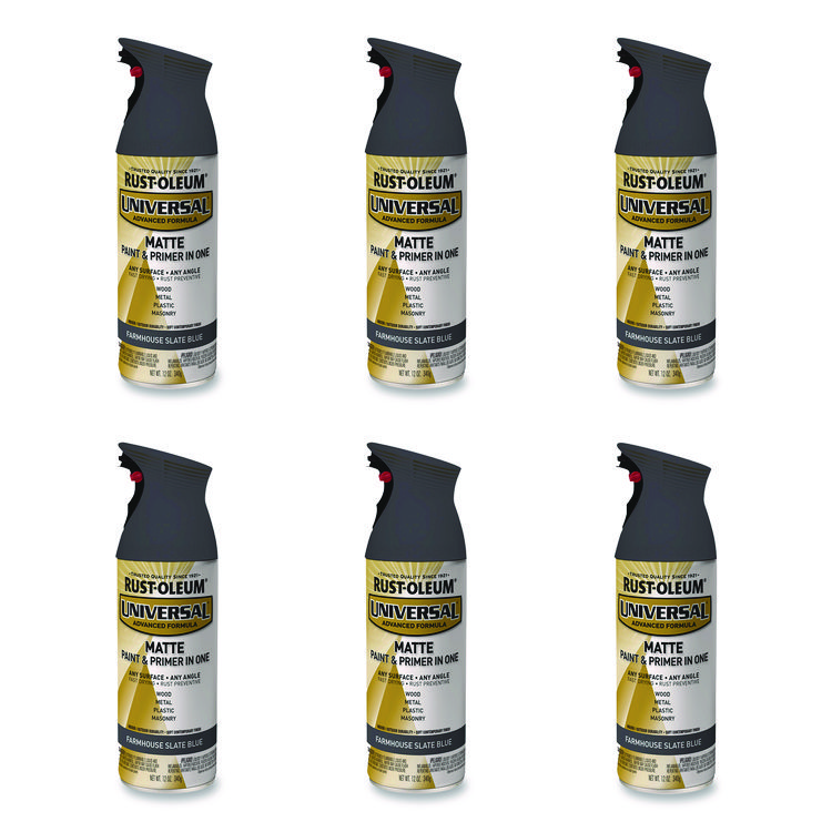 Rust-Oleum Universal Premium Spray Paint, Matte Slate Blue, 12 oz Aerosol Can, 6/Carton (RST376723)