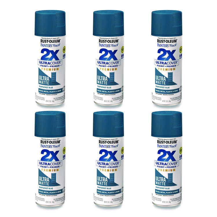 Rust-Oleum Painter's Touch 2X Ultra Cover Spray Paint, Ultra Matte Blue, 12 oz Aerosol Can, 6/Carton (RST331188)