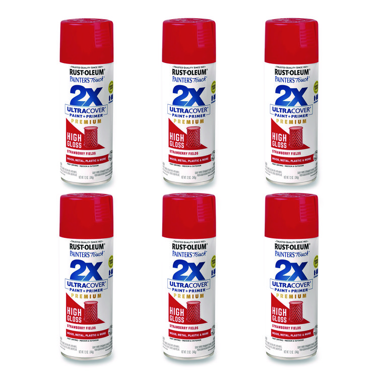 Rust-Oleum Painter's Touch 2X Ultra Cover Spray Paint, High Gloss Strawberry Fields, 12 oz Aerosol Can, 6/Carton (RST331180)