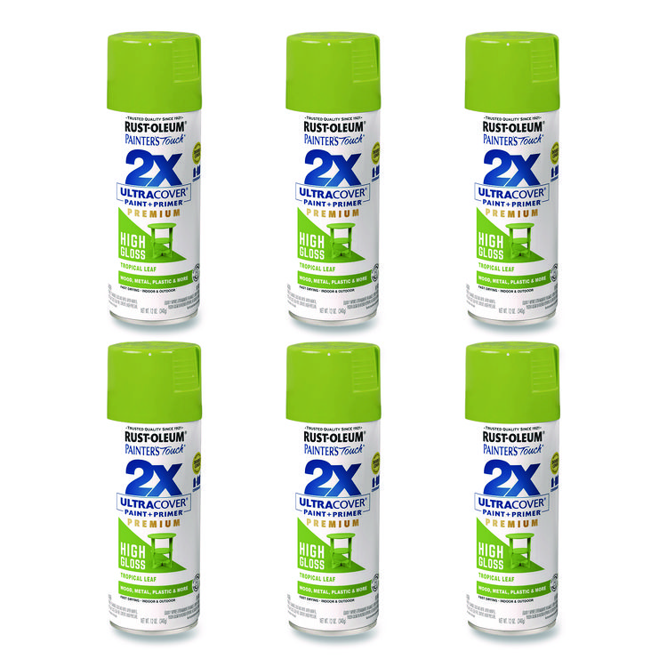 Rust-Oleum Painter's Touch 2X Ultra Cover Spray Paint, High Gloss Tropical Leaf, 12 oz Aerosol Can, 6/Carton (RST331179)