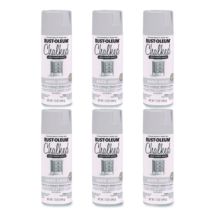 Rust-Oleum Ultra Matte Chalked Paint, Matte Aged Gray, 12 oz Aerosol Can, 6/Carton (RST302592)