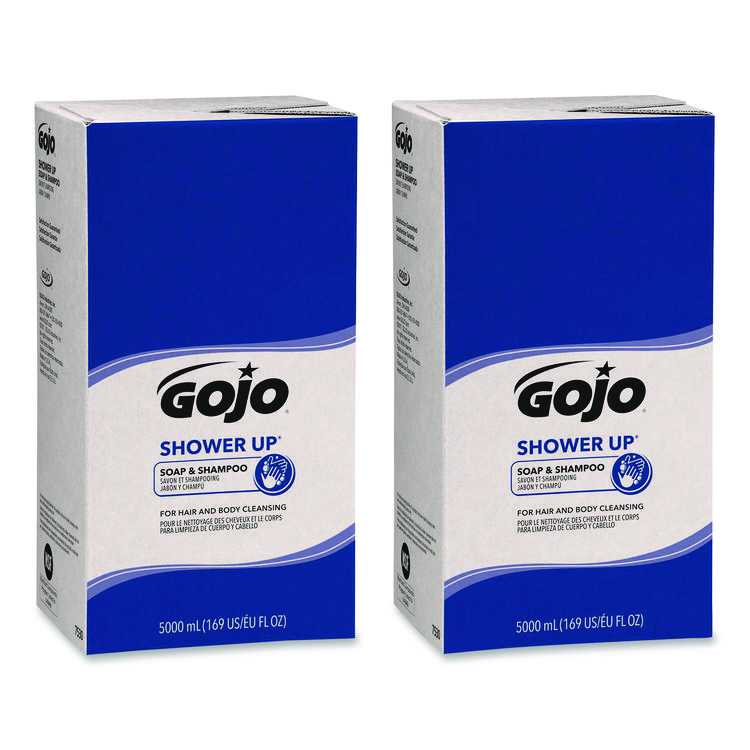 GOJO SHOWER UP Soap and Shampoo, Clean, 5,000 mL Refill Bag, 2/Carton (GOJ753002CT)