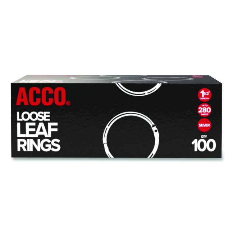 ACCO Metal Book Rings, 1.5" Diameter, 100/Box (ACC72204)