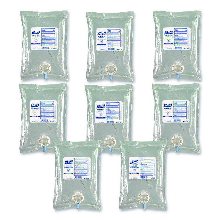 PURELL Advanced Hand Sanitizer Green Certified Gel Refill, For CS2 Dispensers, 1,000 mL, Fragrance-Free, 8/Carton (GOJ416308CT)