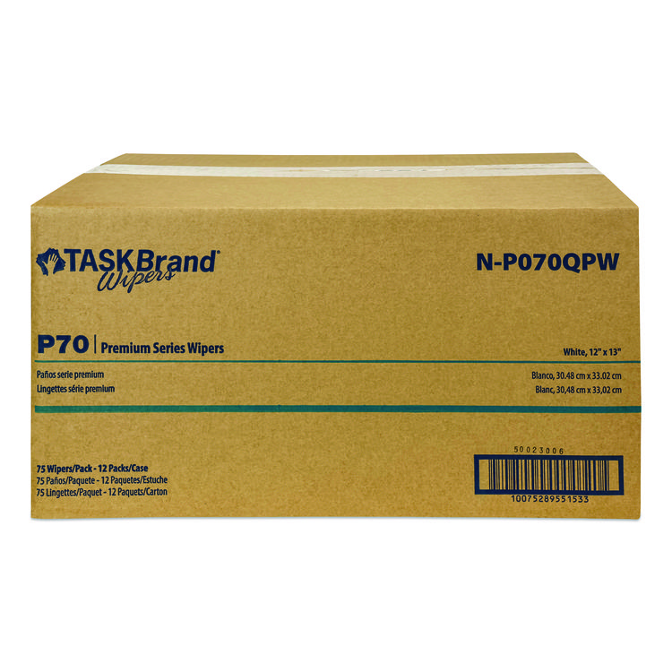 HOSPECO TASKBrand P70 Series Premium Wiper, 11 x 13, Unscented, 75/Pack, 12 Packs/Carton (HOSNP070QPW)