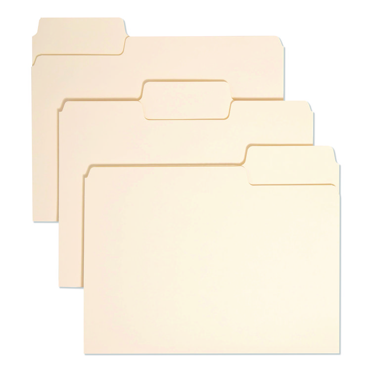 Smead SuperTab Top Tab File Folders, 1/3-Cut Tabs: Assorted, Letter Size, 0.75" Expansion, 11-pt Manila, 100/Box (SMD10301)