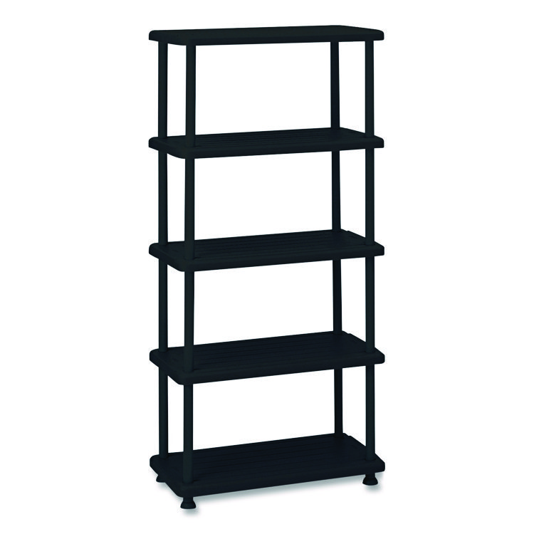 Iceberg Rough n Ready Open Storage System, Five-Shelf, Blow-Molded HDPE, 36w x 18d x 74h, Black (ICE20851)