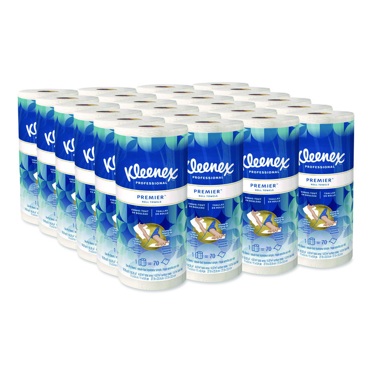 Kleenex Premiere Kitchen Roll Towels, 1-Ply, 11 x 10.4, White, 70/Roll, 24 Rolls/Carton (KCC13964)