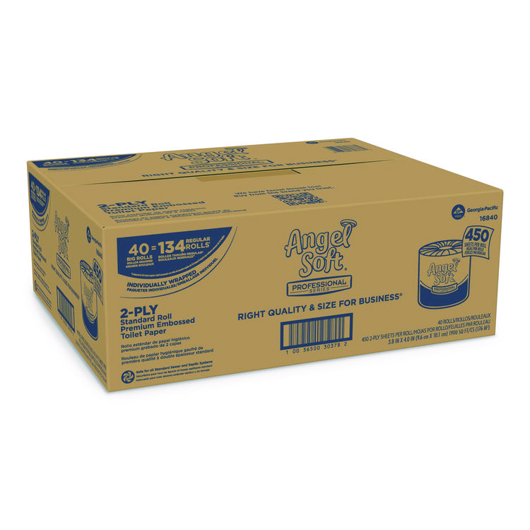 Georgia Pacific Professional Angel Soft ps Premium Bathroom Tissue, Septic Safe, 2-Ply, White, 450 Sheets/Roll, 40 Rolls/Carton (GPC16840)