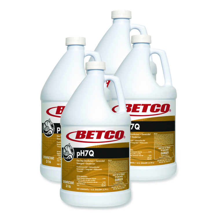BETCO CORPORATION pH7Q Neutral Disinfectant, Lemon Scent, 1 gal Bottle, 4/Carton (BET3160400)