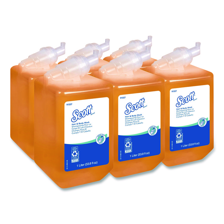 Scott Essential Hair and Body Wash, Citrus Floral Scent, 1 L, 6/Carton (KCC91557)