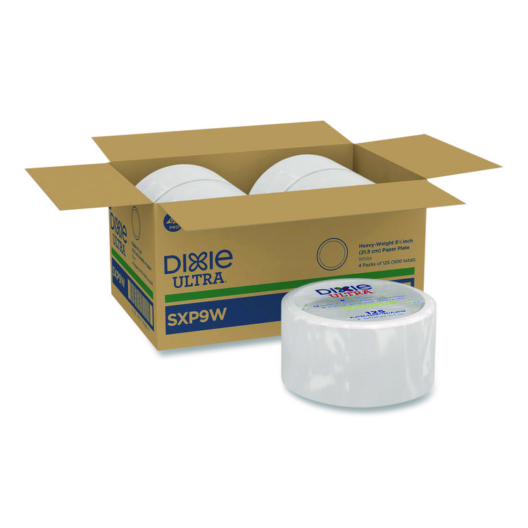 Dixie Ultra Heavy-Weight Paper Plates, 8.5" dia, 125/Pack, 4 Packs/Carton (DXESXP9W)