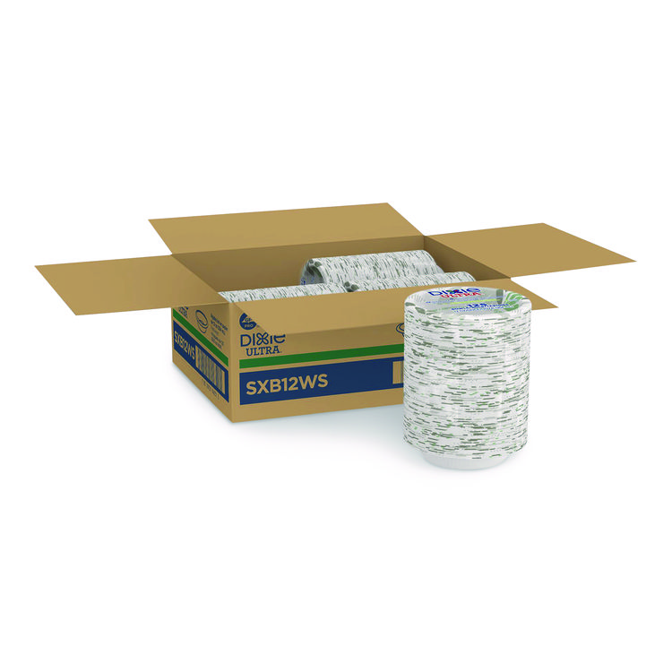 Dixie Pathways Heavyweight Paper Bowls, WiseSize, 12 oz, Green/Burgundy, 125/Pack (DXESXB12WSPK)