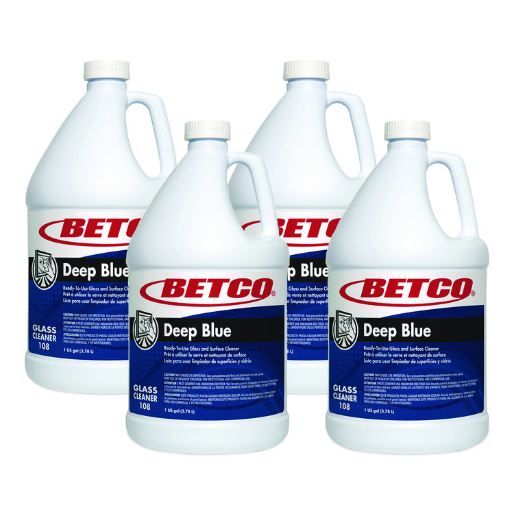 BETCO CORPORATION Deep Blue Glass and Surface Cleaner, Pleasant Scent, 1 gal Bottle, 4/Carton (BET1080400)