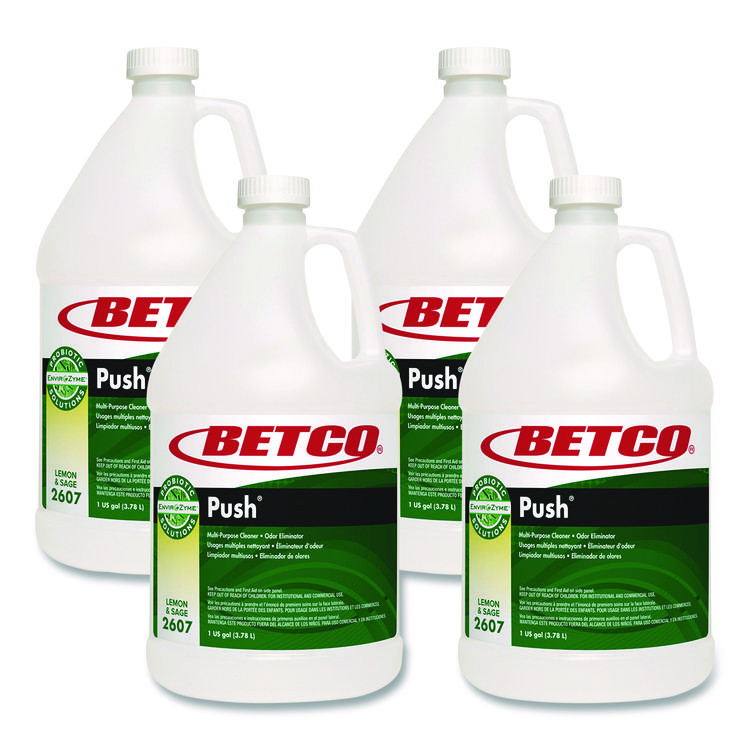 BETCO CORPORATION Green Earth Push Enzyme Multipurpose Cleaner, Lemon and Sage Scent, 1 gal Bottle, 4/Carton (BET26070400)