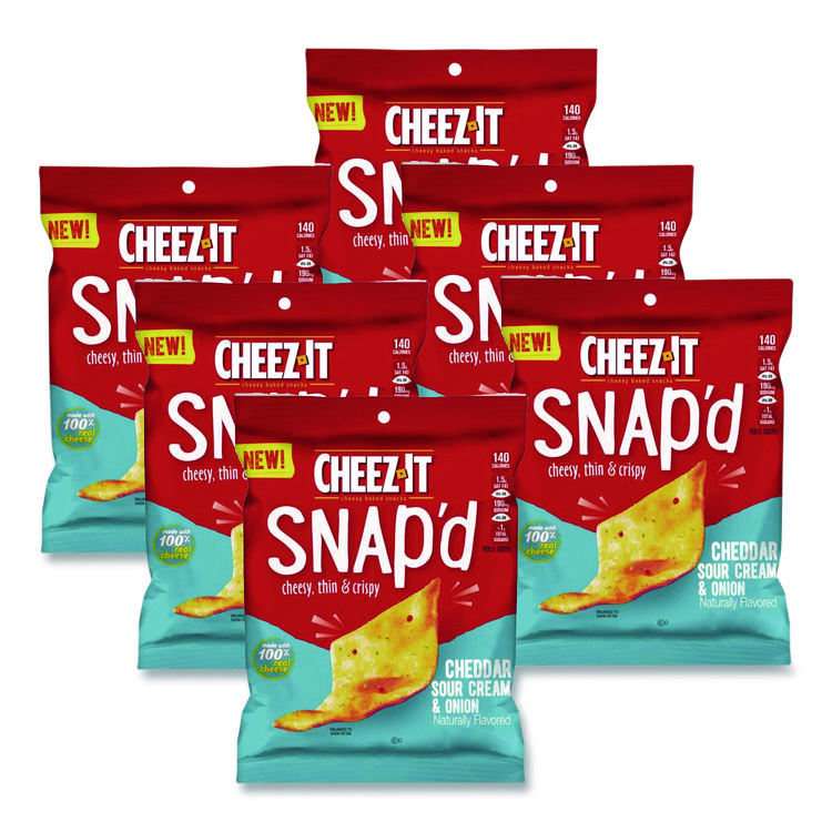 Sunshine Cheez-it Snap'd Crackers, Cheddar Sour Cream and Onion, 2.2 oz Pouch, 6/Pack (KEB11460)