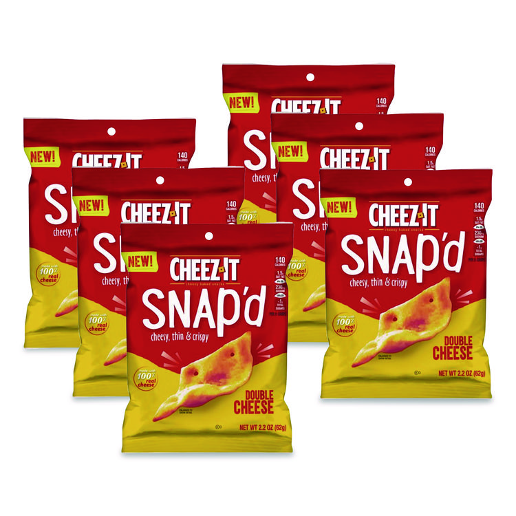 Sunshine Cheez-it Snap'd Crackers, Double Cheese, 2.2 oz Pouch, 6/Pack (KEB11422)