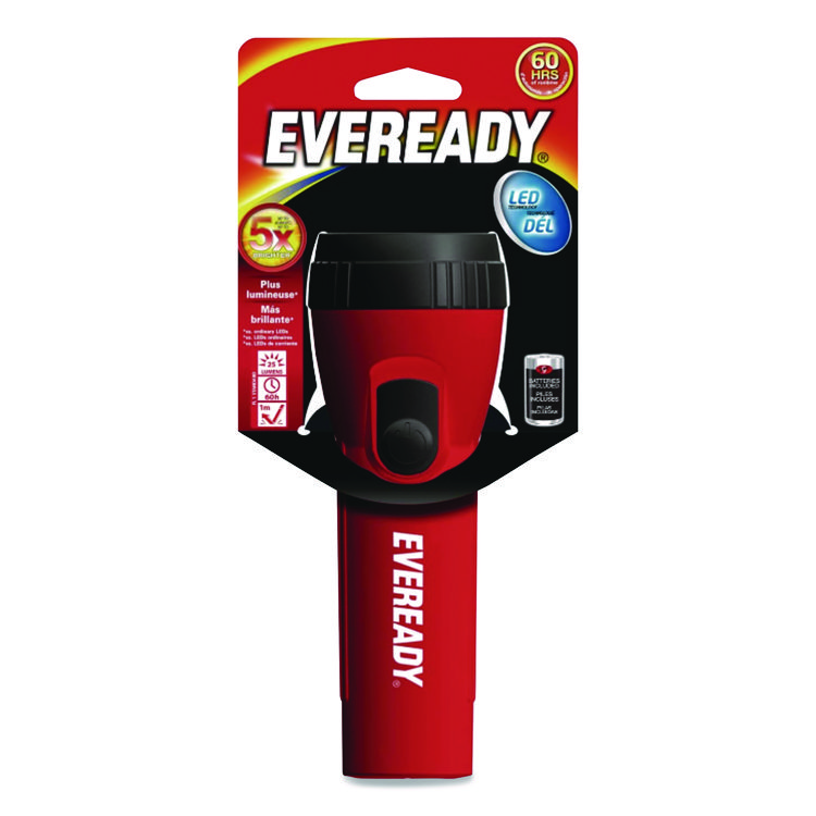 Eveready Industrial General Purpose LED Flashlight, 2 D (Sold Separately), Red (EVEL25IN)