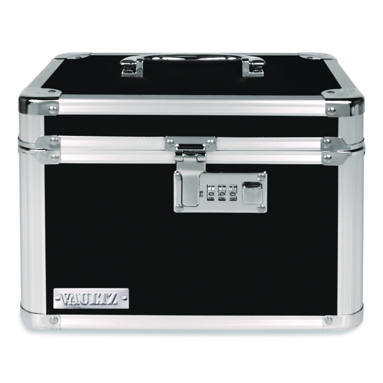 Vaultz Latching Lid Locking Personal Security Box, Combination Lock, 10 x 7.5 x 7.75, Plastic; Steel; Aluminum, Black (IDEVZ00102)