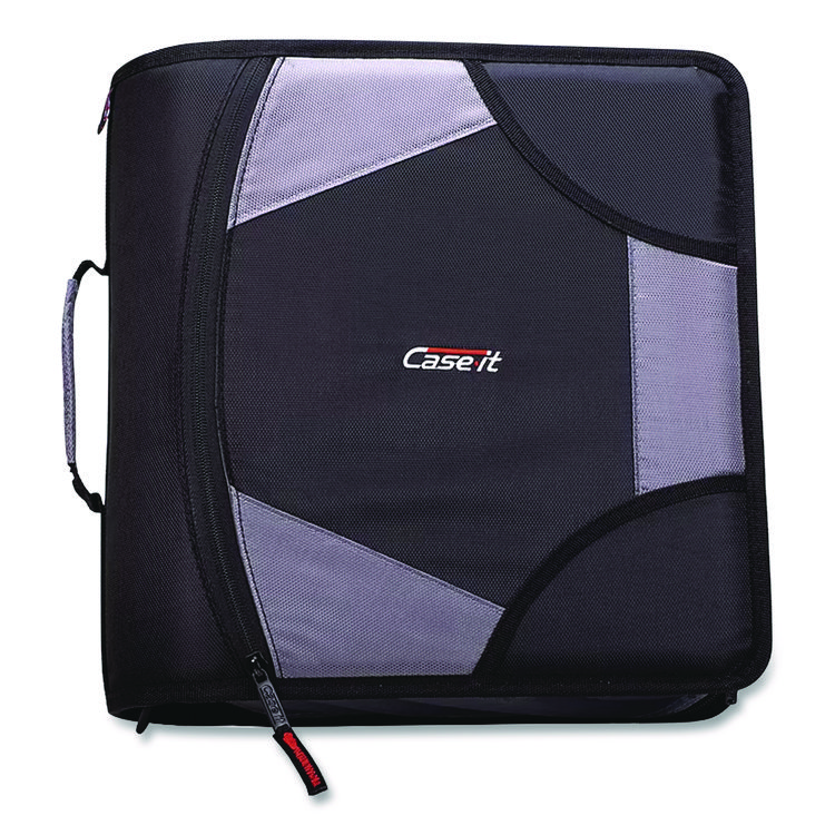 Case it King Size Mighty Zip Tab Binder, 3 Rings, 4" Capacity, 11 x 8.5, Black (CAED186BLK)