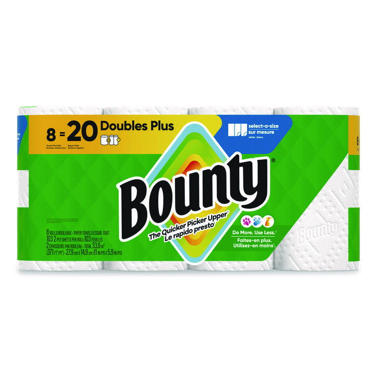 Bounty Select-a-Size Kitchen Roll Paper Towels, 2-Ply, 5.9 x 11, White, 103 Sheets/Double Plus Roll, 8 Rolls/Pack (PGC19274)