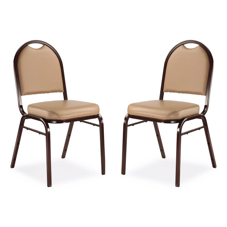 NPS 9200 Series Premium Upholstered Stack Chair, Vinyl, Supports 500 lb, 19" Seat Ht, French Beige Seat/Back, Mocha Base, 2/Pack (NPS9201M2)