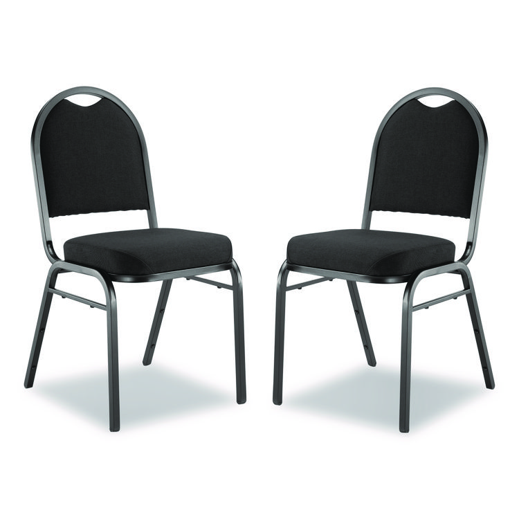 NPS 9200 Series Premium Upholstered Stack Chair, Fabric, Supports 500 lb,19" Seat Height, Ebony Black Seat/Back, Black Base, 2/PK (NPS9260BT2)