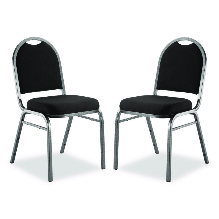 NPS 9200 Series Premium Upholstered Stack Chair, Fabric, Supports 500 lb, 19" Seat Ht, Ebony Black Seat/Back, Silver Base, 2/PK (NPS9260SV2)