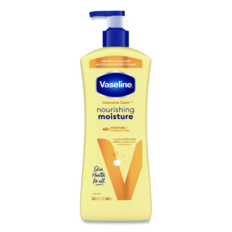 Vaseline Intensive Care Nourishing Moisture Body Lotion, 20.3 oz, Pump Bottle, 4/Carton (UNI07900)