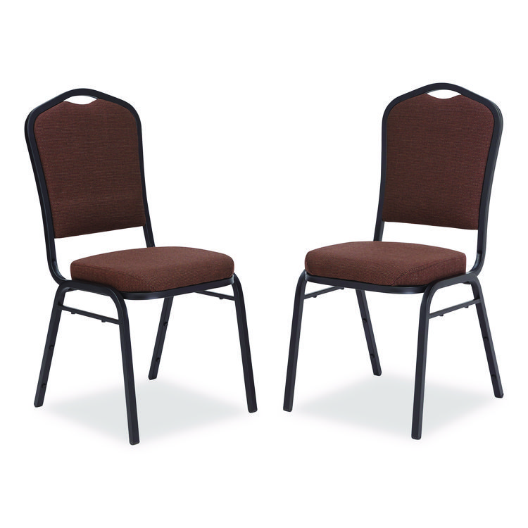 NPS 9300 Series Deluxe Upholstered Stack Chair, Fabric, Supports 500 lb, 19" Seat Height, Chocolatier Seat/Back, Black Base, 2/PK (NPS9361BT2)