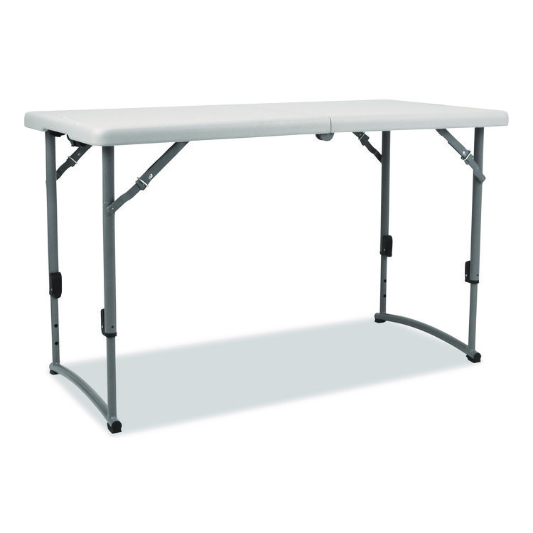 NPS Plastic Fold-in-Half Adjustable Height Table, Rectangular, 24w x 48d x 22h to 35h, Speckled Gray Top, Gray Base/Legs (NPSBFHT2448A)