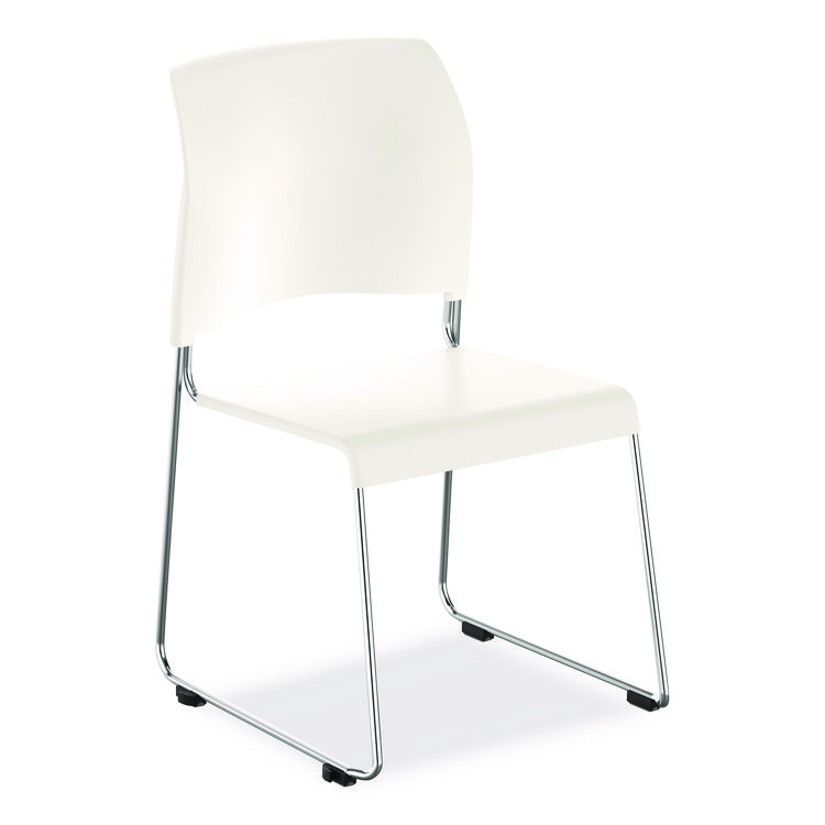 NPS 8800 Series Cafetorium Plastic Stack Chair, Supports Up to 500 lb, 18" Seat Height, White Seat/Back, Chrome Base, 4/Pack (NPS880111014)